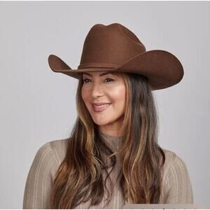 ILLUMA Buckle Rhinestone Belt Cattleman Womens Brown Cowgirl Hat NWT